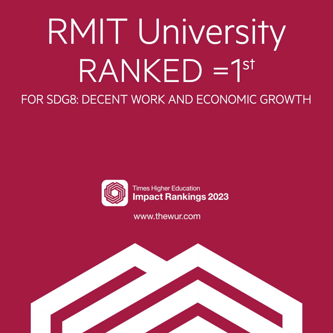RMIT University ranked 1st for SDG8 Decent work and economic growth