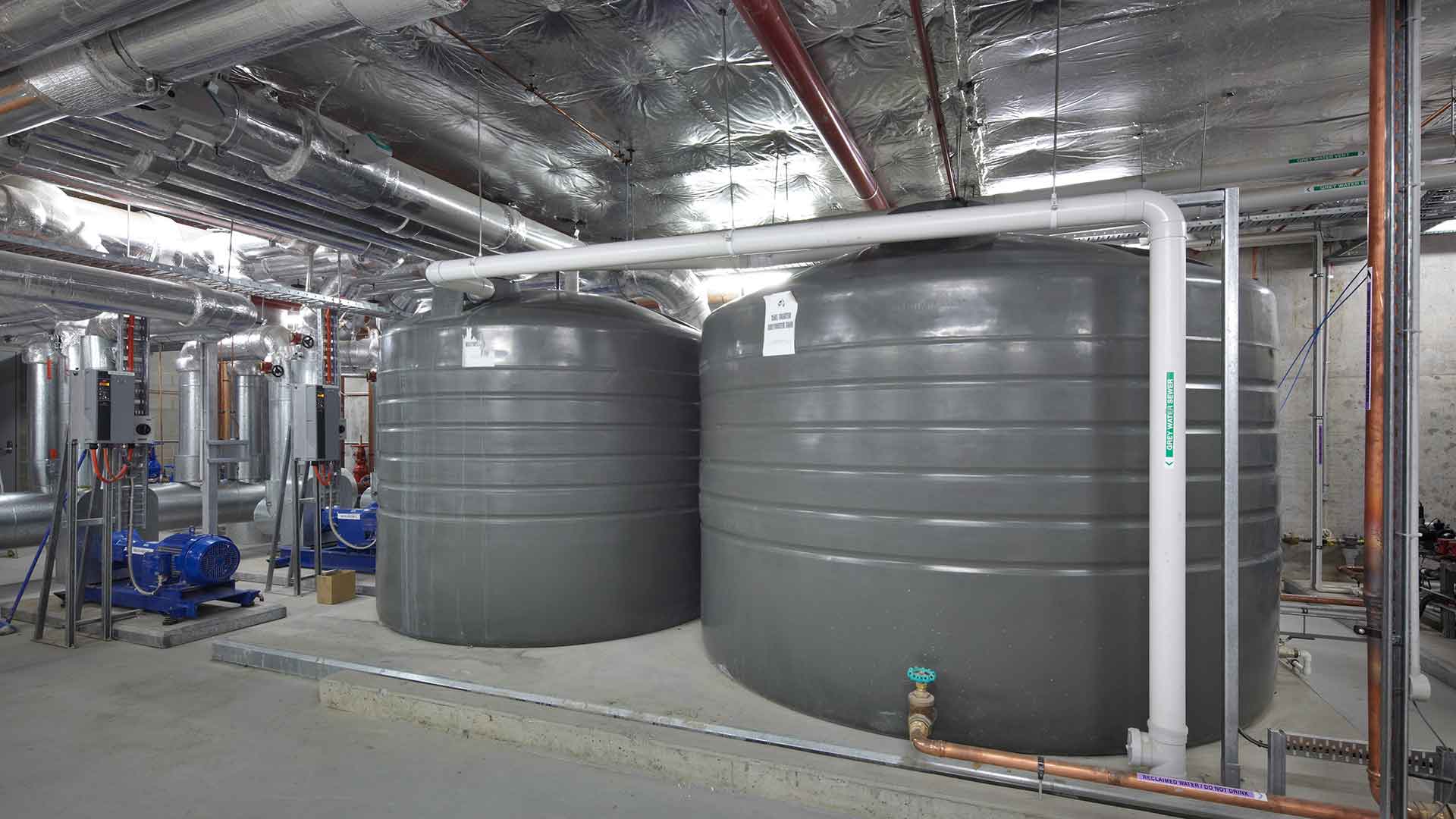 Two grey water tanks