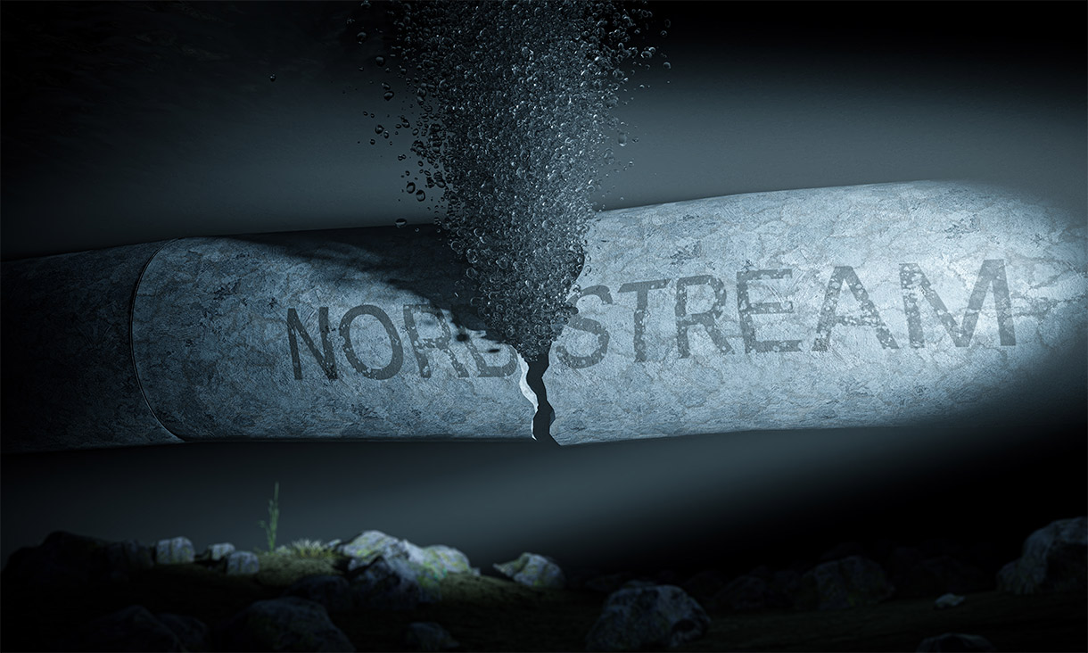 Nord stream broken pipe. Energy crisis in Europe. the concept of rising energy prices. 3d render