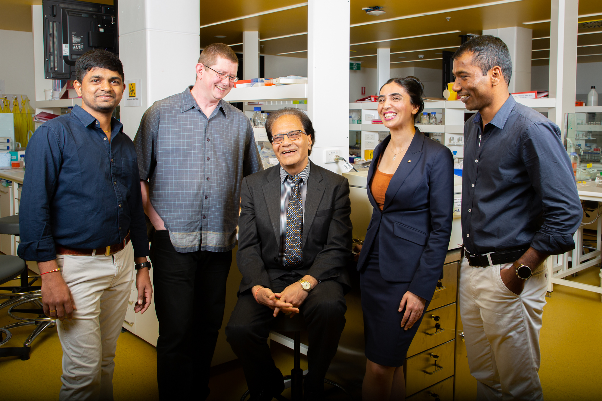 The Molecular Engineering Group at RMIT: Ganga Reddy Velma, Dr Steven Priver, Distinguished Professor Suresh Bhargava, Dr Neda Mirzadeh, Dr Srinivasareddy Telukutla