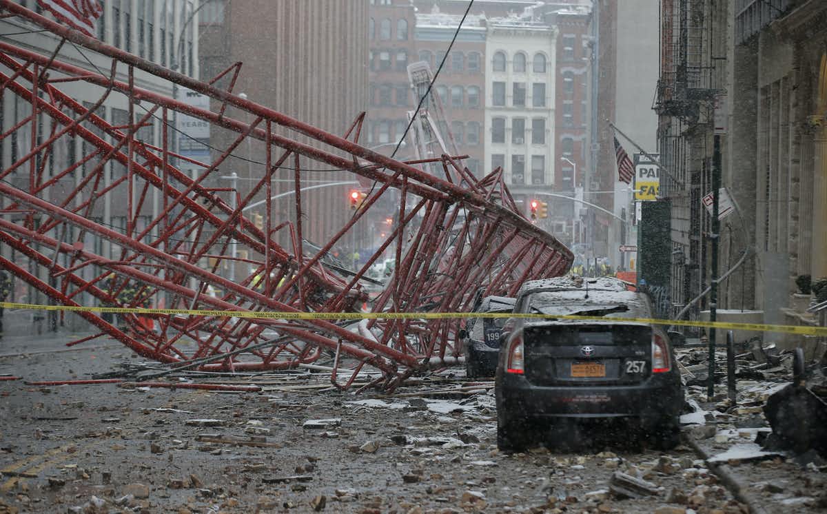 This crane collapse killed one person and seriously injured two others in central Manhattan in 2016. Brendan McDermid/Reuters/AAP