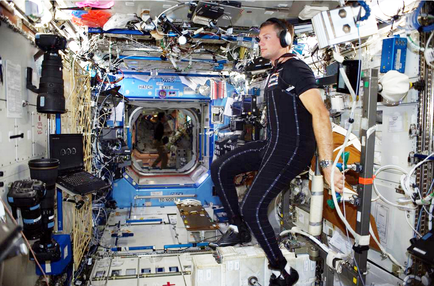 Denmark's first astronaut, Andreas Mogensen, trials an earlier version of the skinsuit on the ISS in 2015 to test its effectiveness in the weightless conditions.