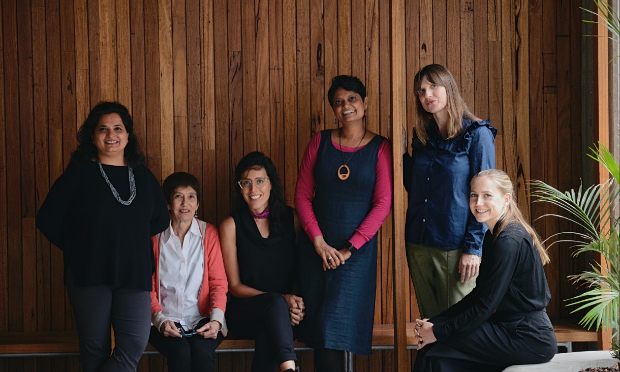Meet the women helping to improve how we live in cities and with nature: Dr Bhavna Middha, Dr Laura Mumaw, Dr Belen Zapata-Diomedi, Dr Mittul Vahanvati, Dr Briony Towers and Dr Louise Dorginon (left to right). 