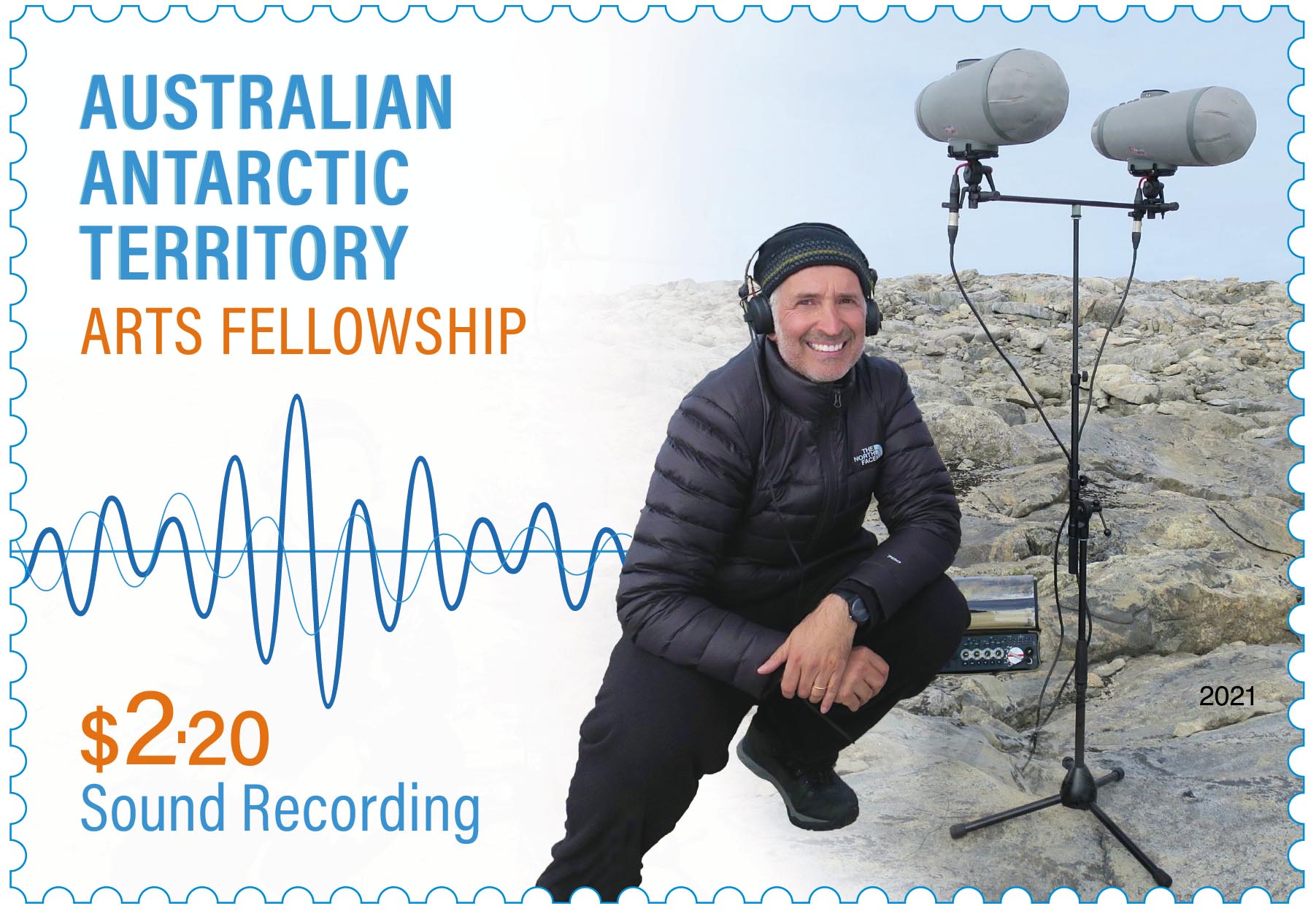 Philip Samartzis recording Antarctic soundscapes.