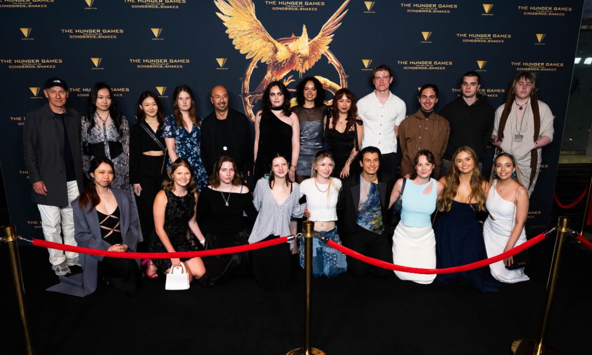 Fashion Design students on the red carpet at the premiere