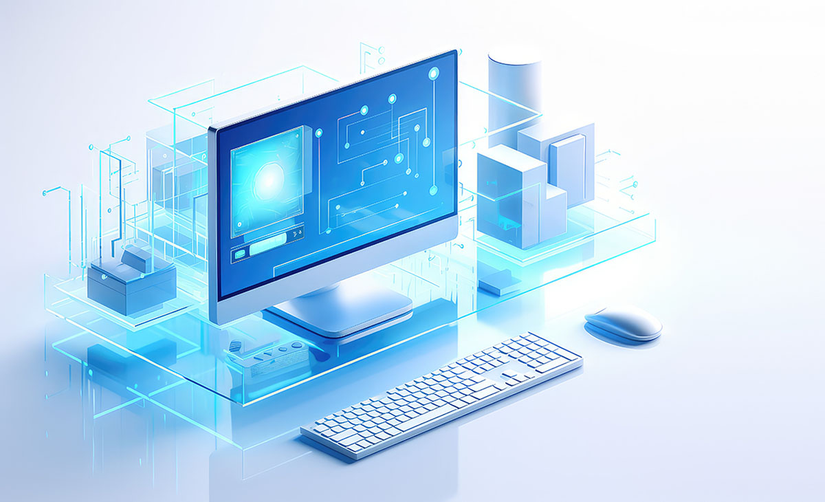 generic blue and white illustration of a computer generated by ai