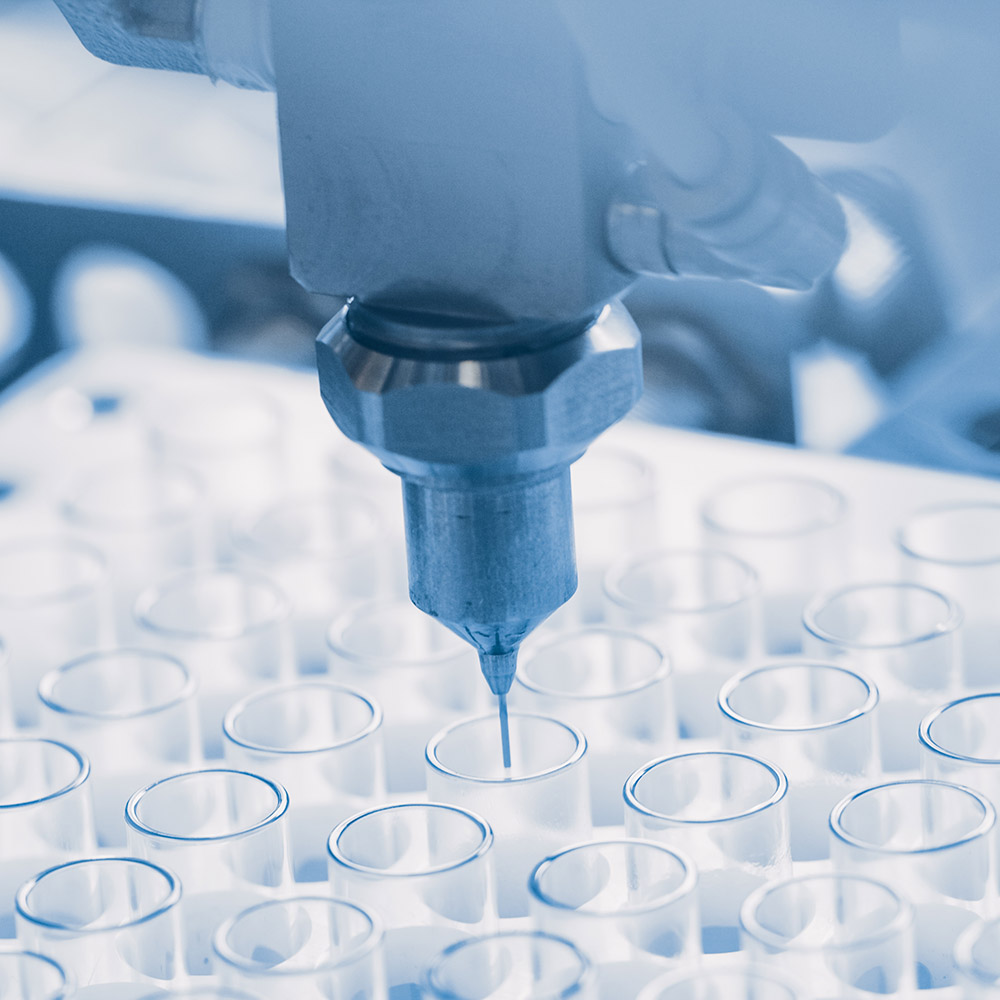 Close-up Shot of the Industrial Manufacturing Medical Test Tubes