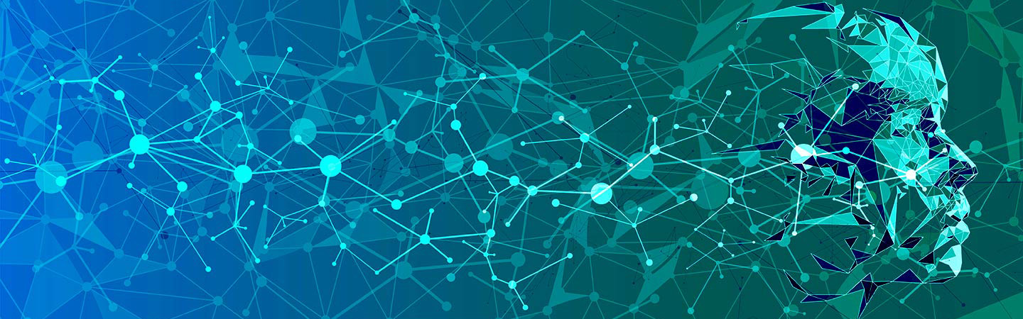 Abstract Artificial intelligence. Cloud computing. Machine learning. Technology web background. Virtual concept