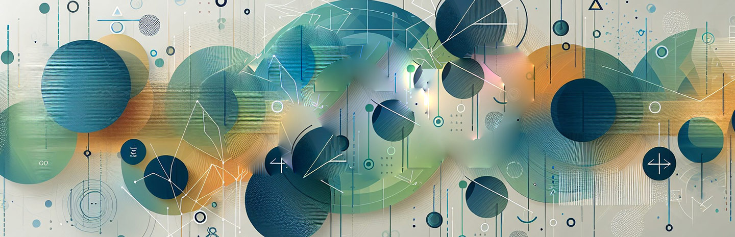 Coloured circles in shades of blue, green and orange