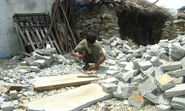 homeless child working