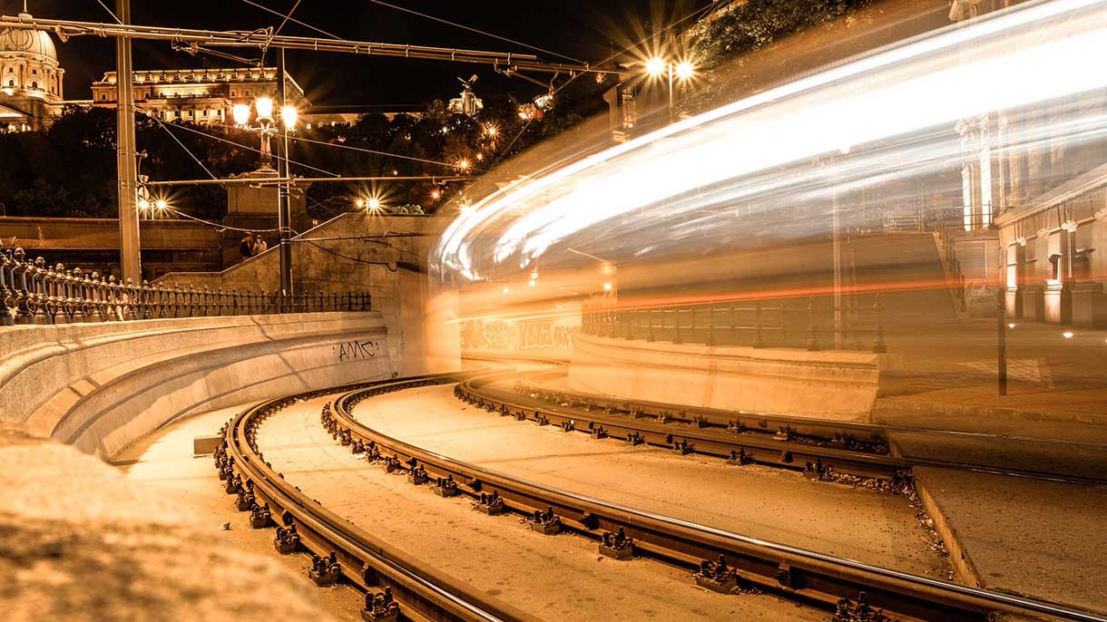 Blurred out train on track
