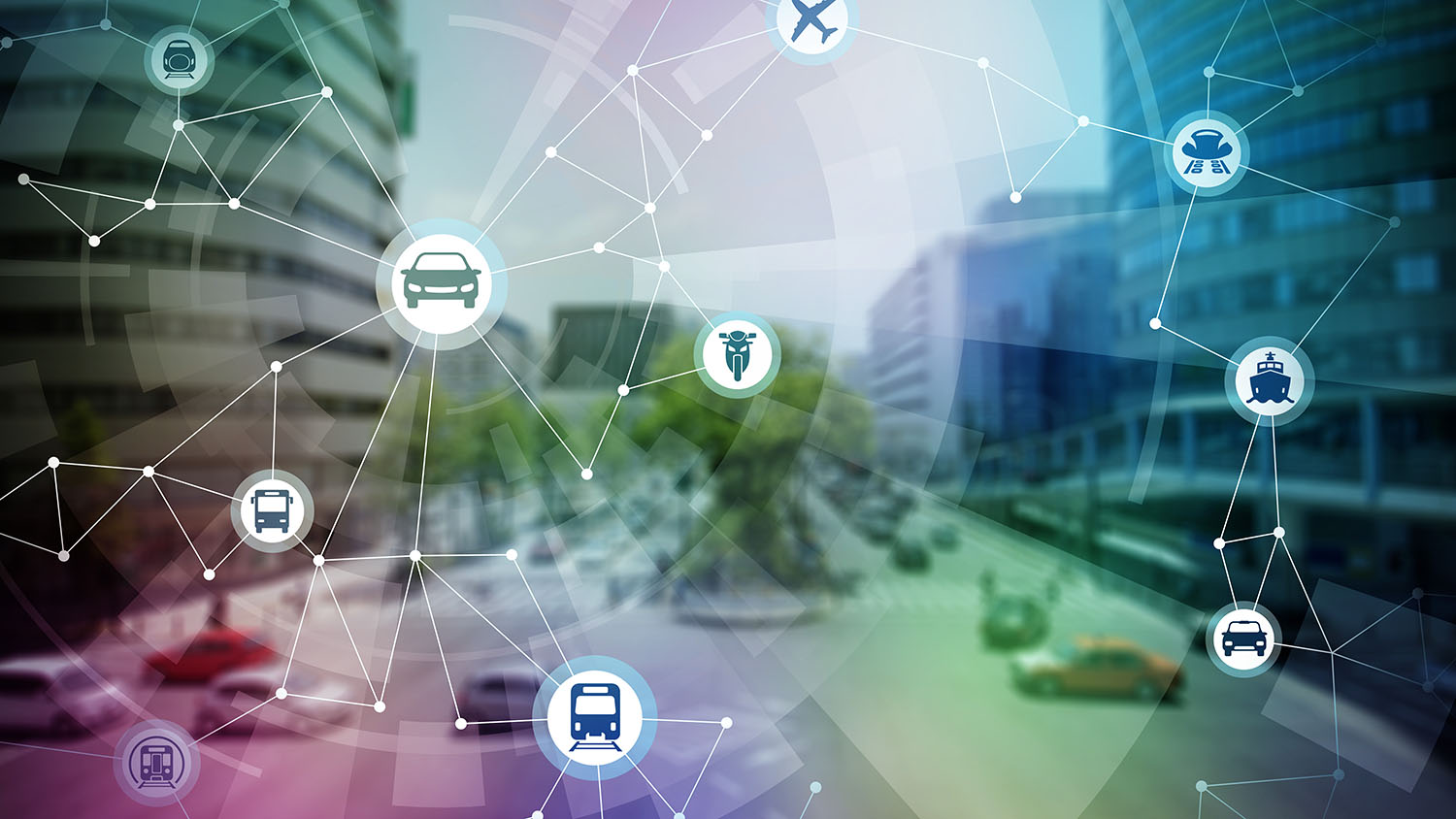 modern cityscape and various transportation network, conceptual abstract image