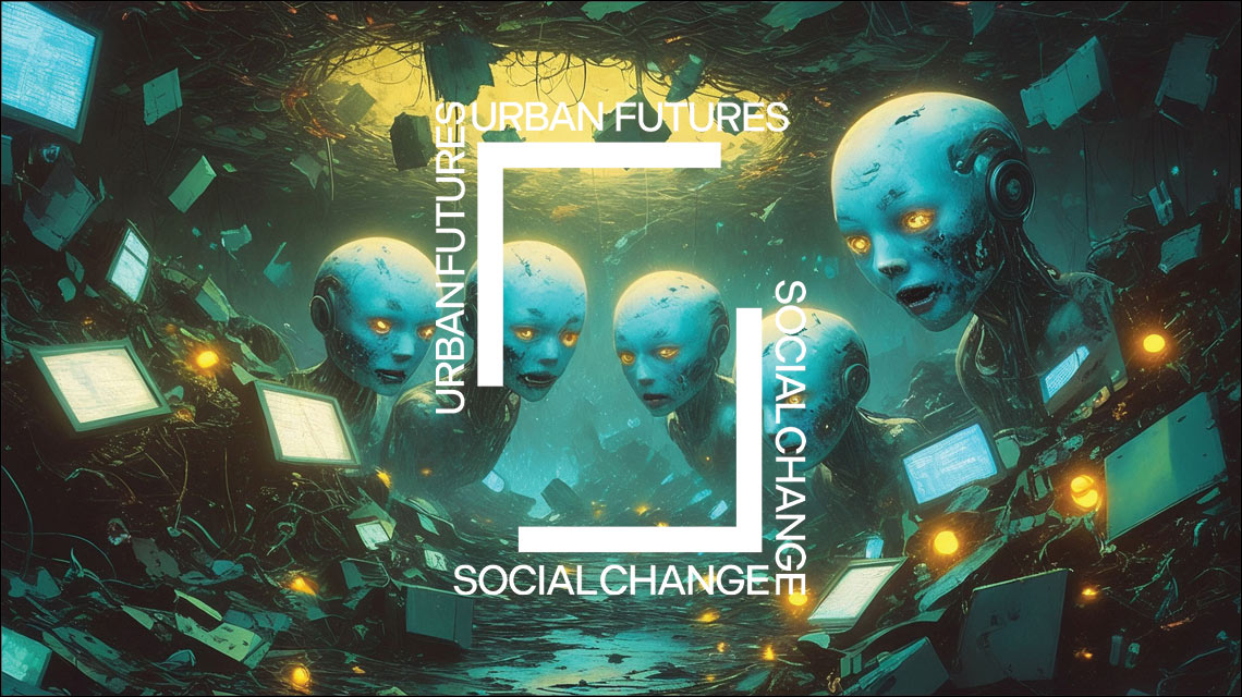 Event speaker headshot images on a colourful, celebratory background