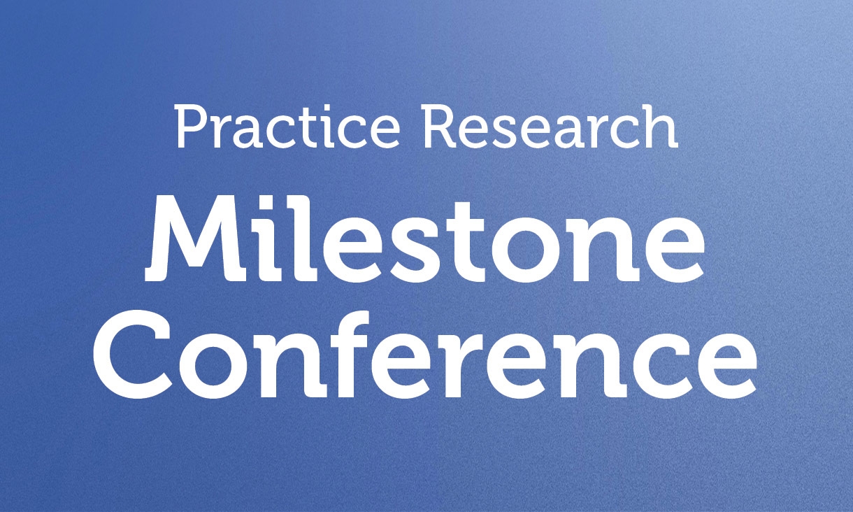Practice Research Milestone Conference in blue gradient design