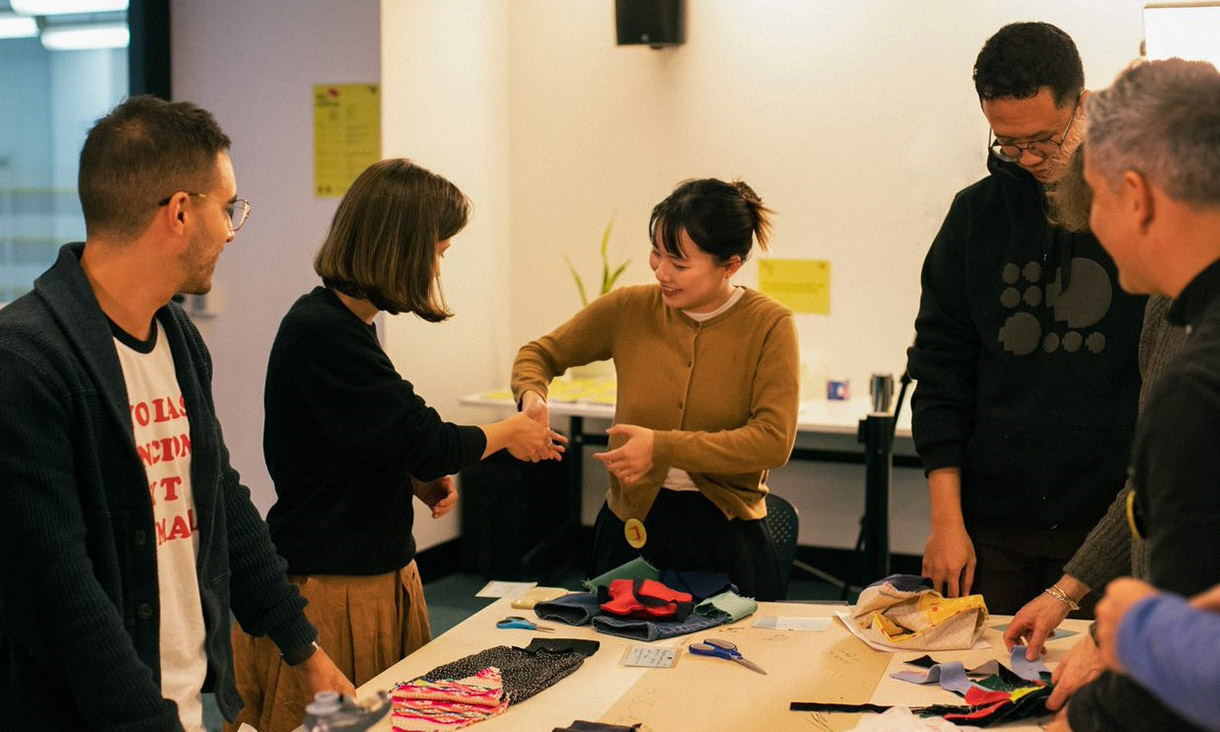 People working around a table