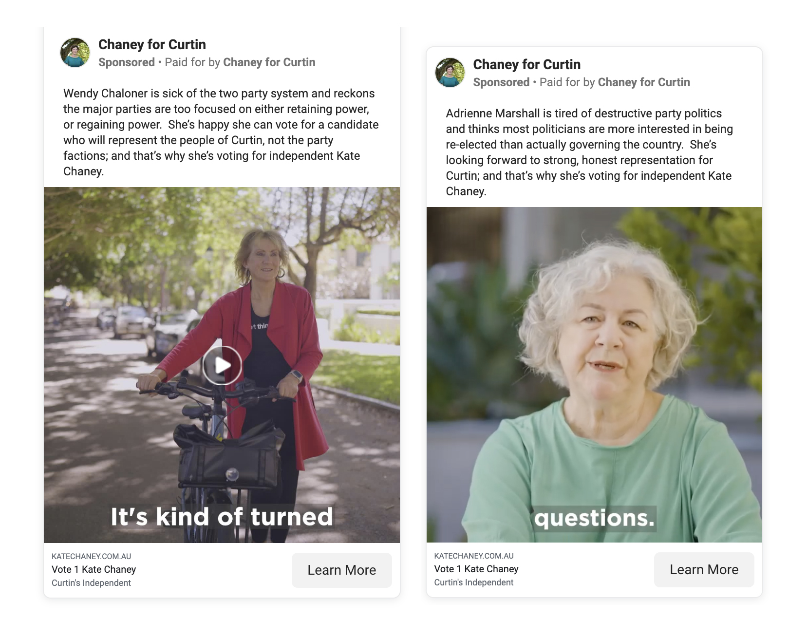 Screenshots of two Facebook posts.
