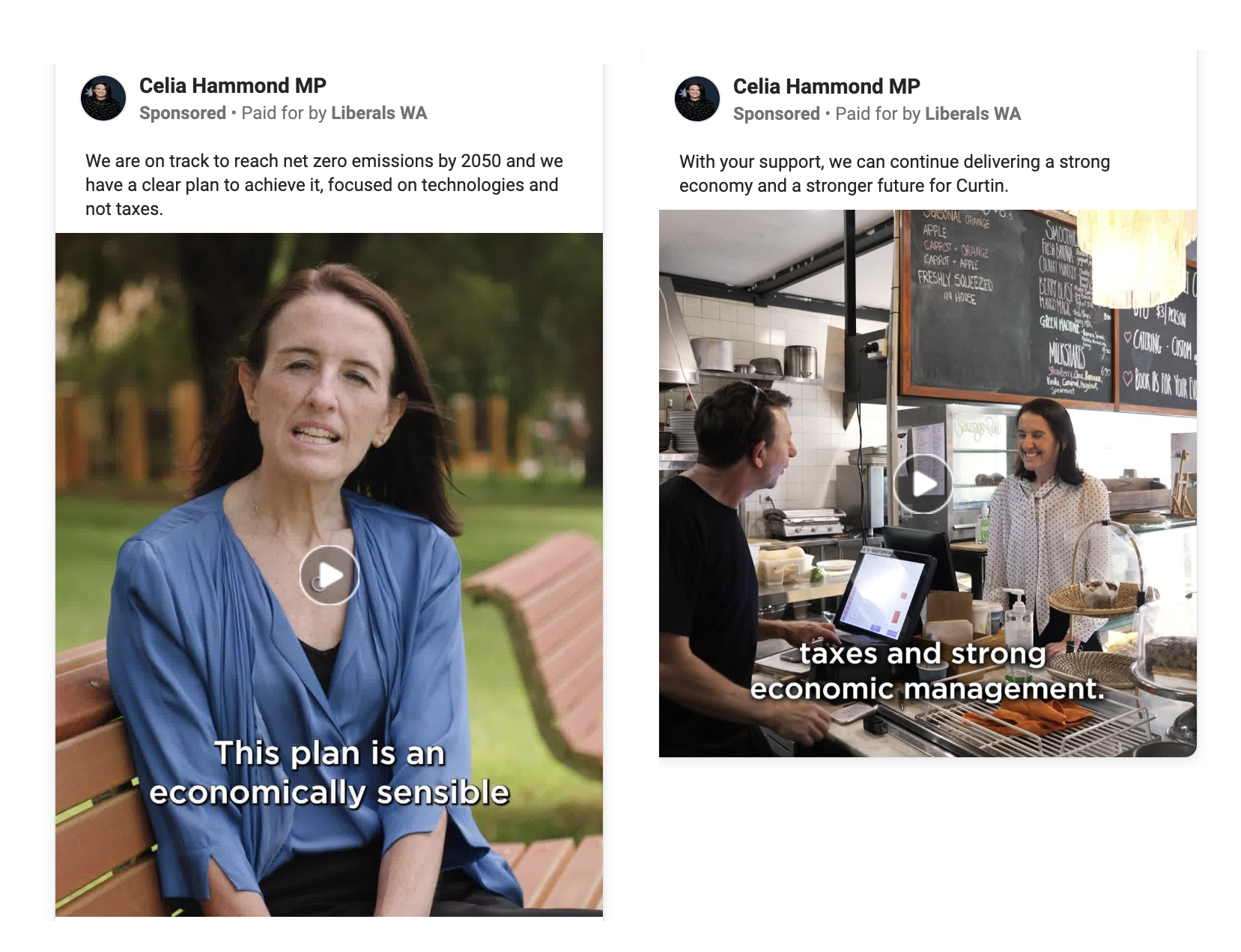 Screenshots of two Facebook posts.