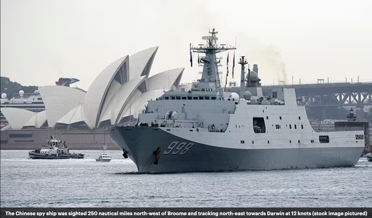 Chinese naval vessel in Sydney Harbour in front of the Sydney Opera House