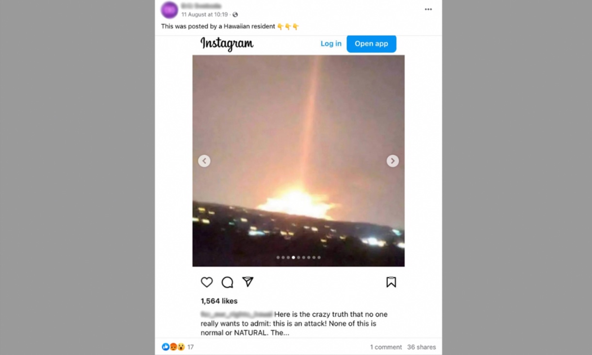 Image shared by users to claim the fires were caused by a DEW.