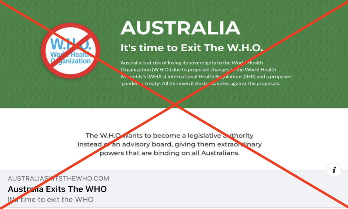 Reignite Democracy post showing false claim with red cross through it