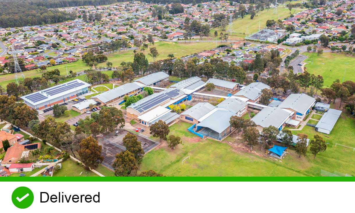 Drone aerial photograph of Glenmore Park High School in Australia