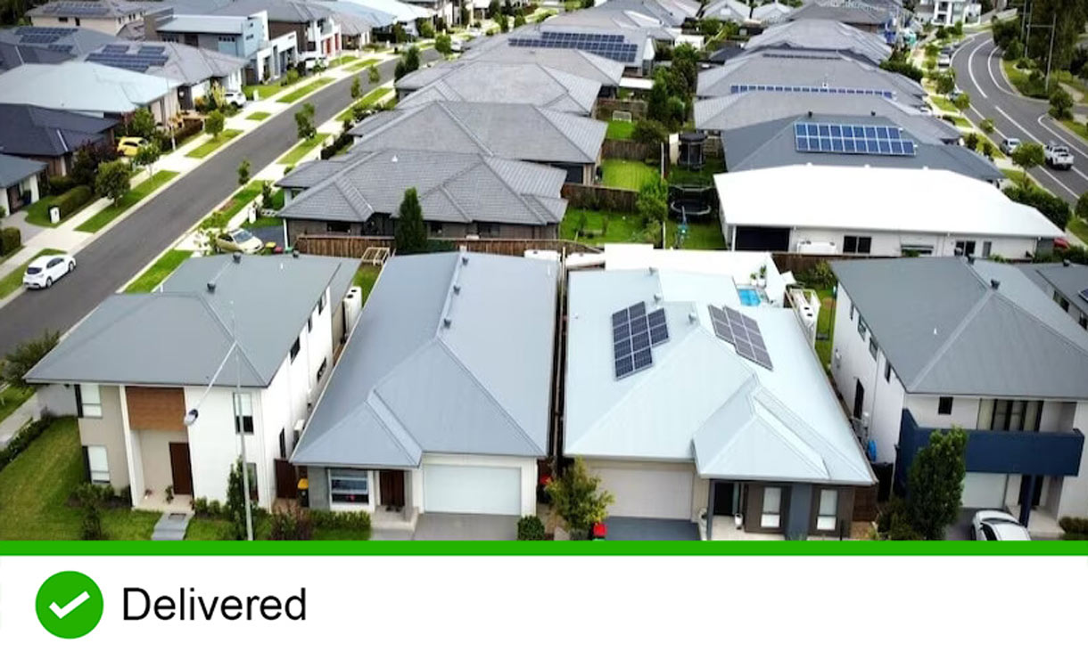 Aerial view of suburban houses