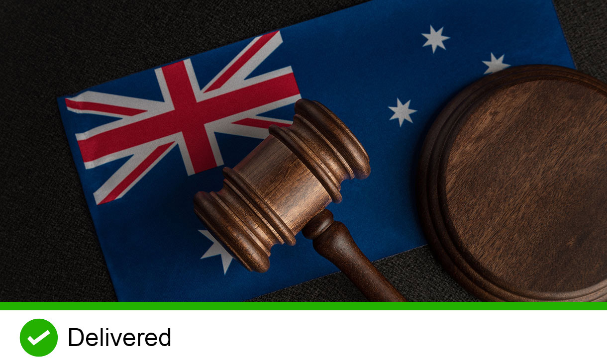 Gavel on Australian flag