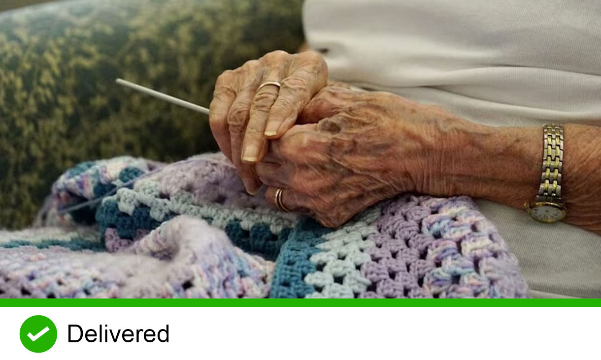 Elderly hands crocheting