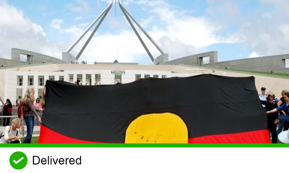 Indigenous flag in front of parliament