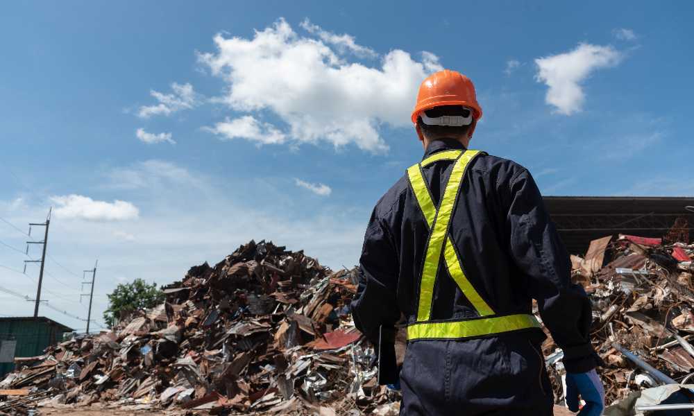 Recycling industry a worker who recycling thing on recycle center