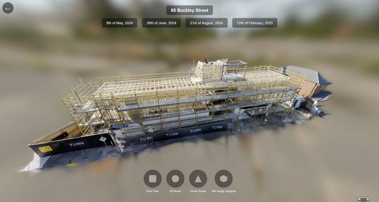 Drone view of the building – early construction stage