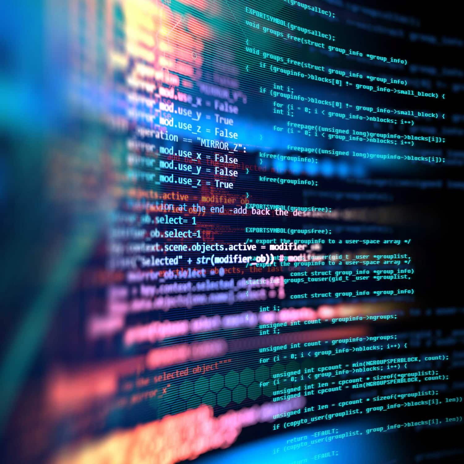 Colourful code on computer screen