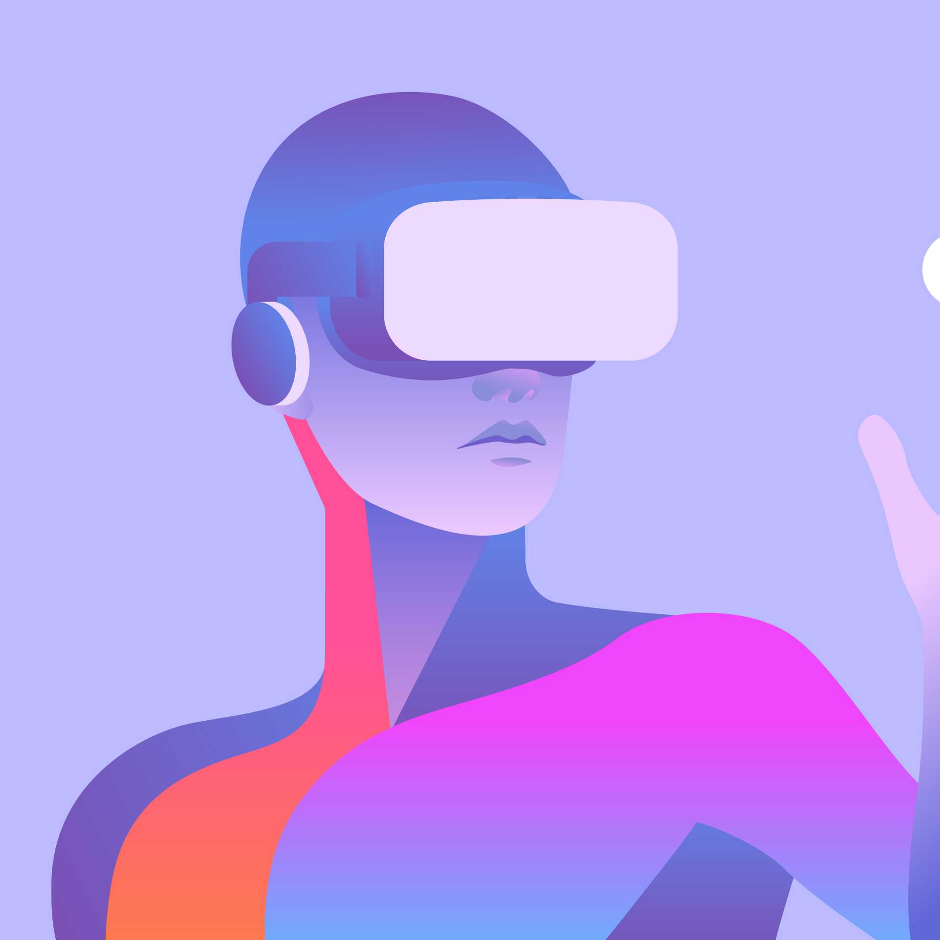 Person wearing virtual reality headset