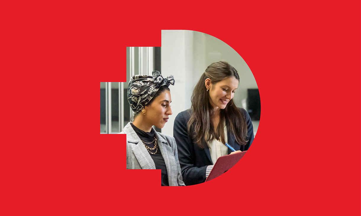 Study@RMIT staff surrounded by the RMIT pixel