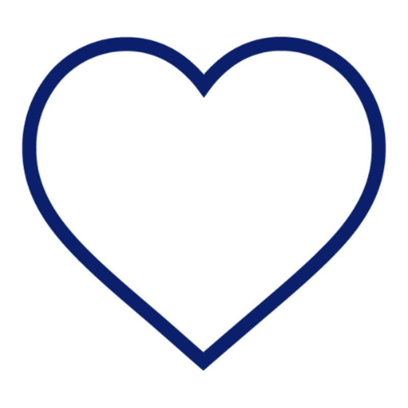 Blue outline of a heart shape.