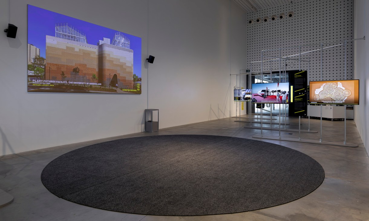 Installation view of VENTUROUS: Design Practice Research Futures in Architecture & Urban Design, RMIT Design Hub Gallery, Melbourne, 2026. Photo by Christian Capurro. 