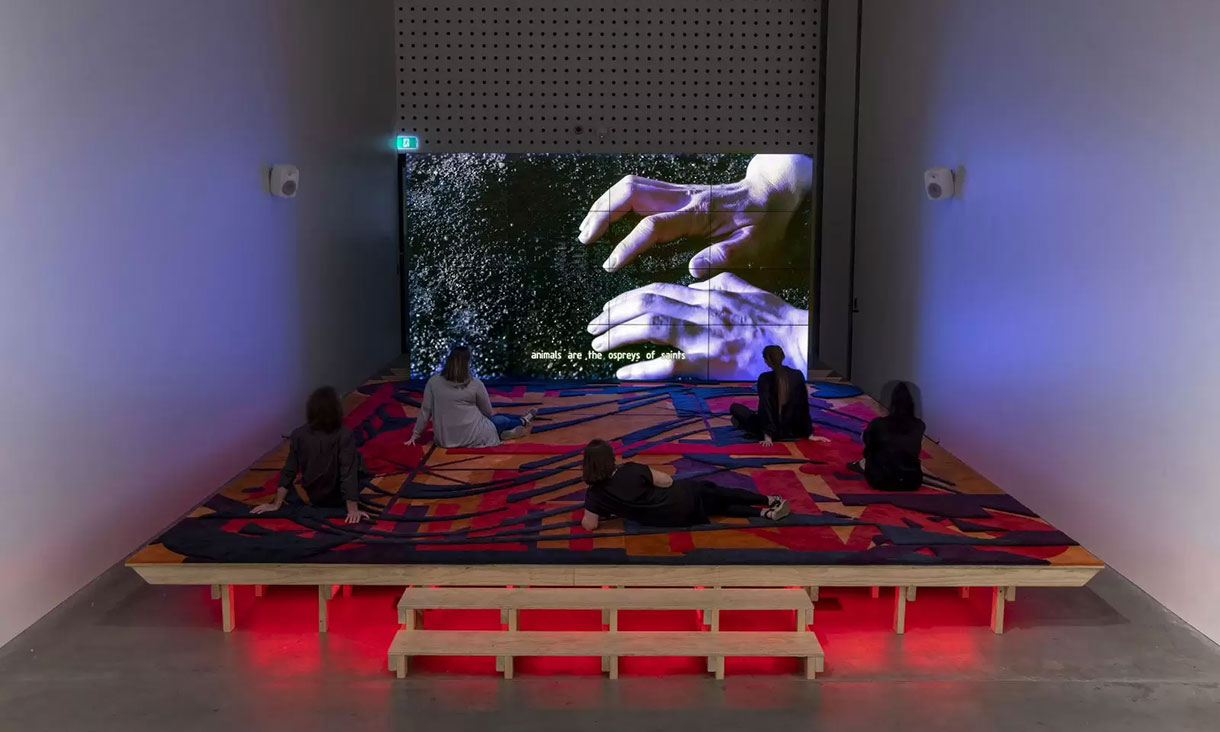 Installation view, Metahaven: Field Report, RMIT Design Hub Gallery, 2020.