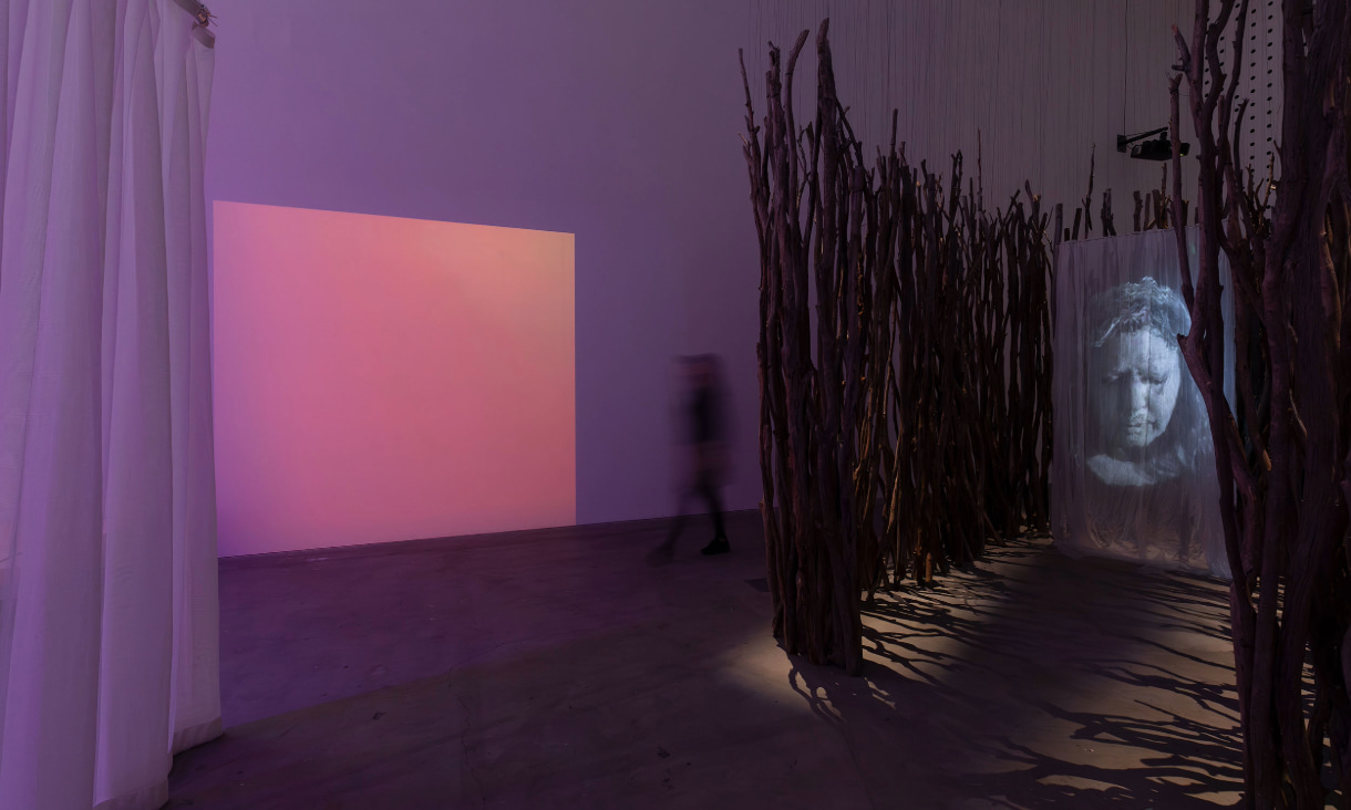 Exhibition design and Maree Clarke, Me in Mourning, 2019, in The Mourning After, RMIT Design Hub Gallery, Melbourne, 2025. 