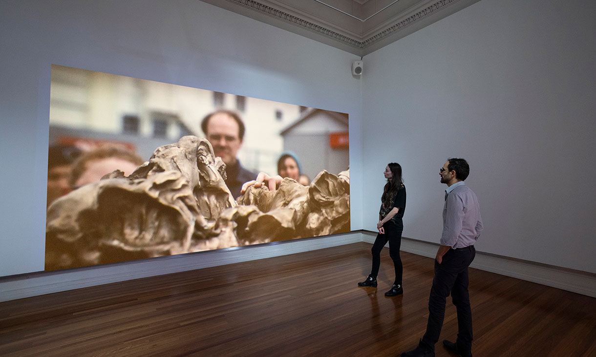 Installation view, Cassils, Monument Push, 2017. Agent Bodies, 2022, RMIT Gallery.