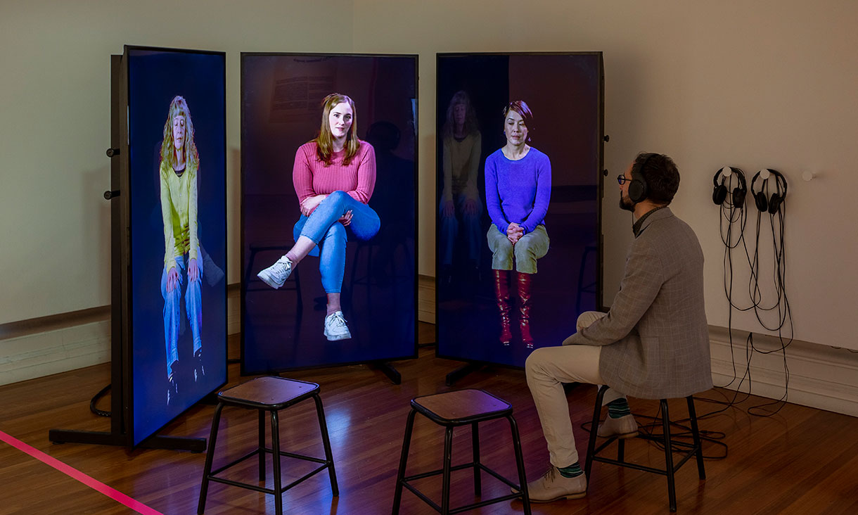 A fEEL production, We’re just gonna call it all BPD, 2022, three-channel video installation. Archives of Feelings, 2022, RMIT Gallery.