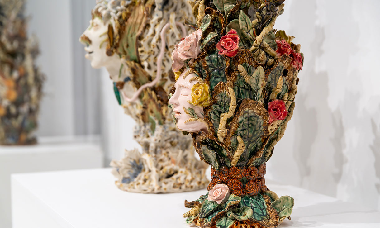 Detail of 'Peace' 2012, Janet Beckhouse 'In Her Own Words' at RMIT Gallery, 2023. 