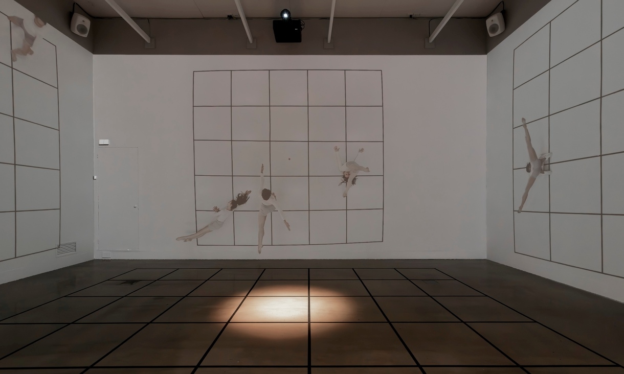 Installation view of Irene Barberis, Sarah Duyshart, Anne Scott Wilson, Dance: Vertical View Collaboration, 2026, in The Concentric Influences of Sol LeWitt: Foundations, Pivots and Place, RMIT Gallery, Melbourne, 2026. Photo by Christian Capurro. 