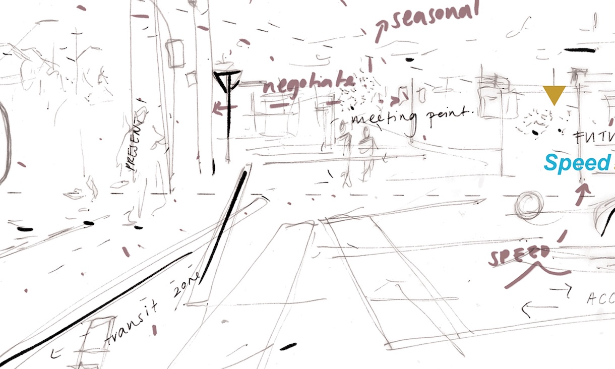 rough architectural drawing with markups done on a tablet