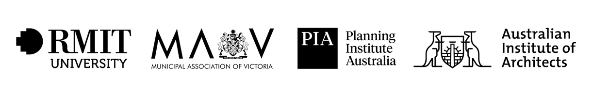RMIT, Munipal Association of Victoria, Planning Institute Australia and Austrlian Institute of Architects logos