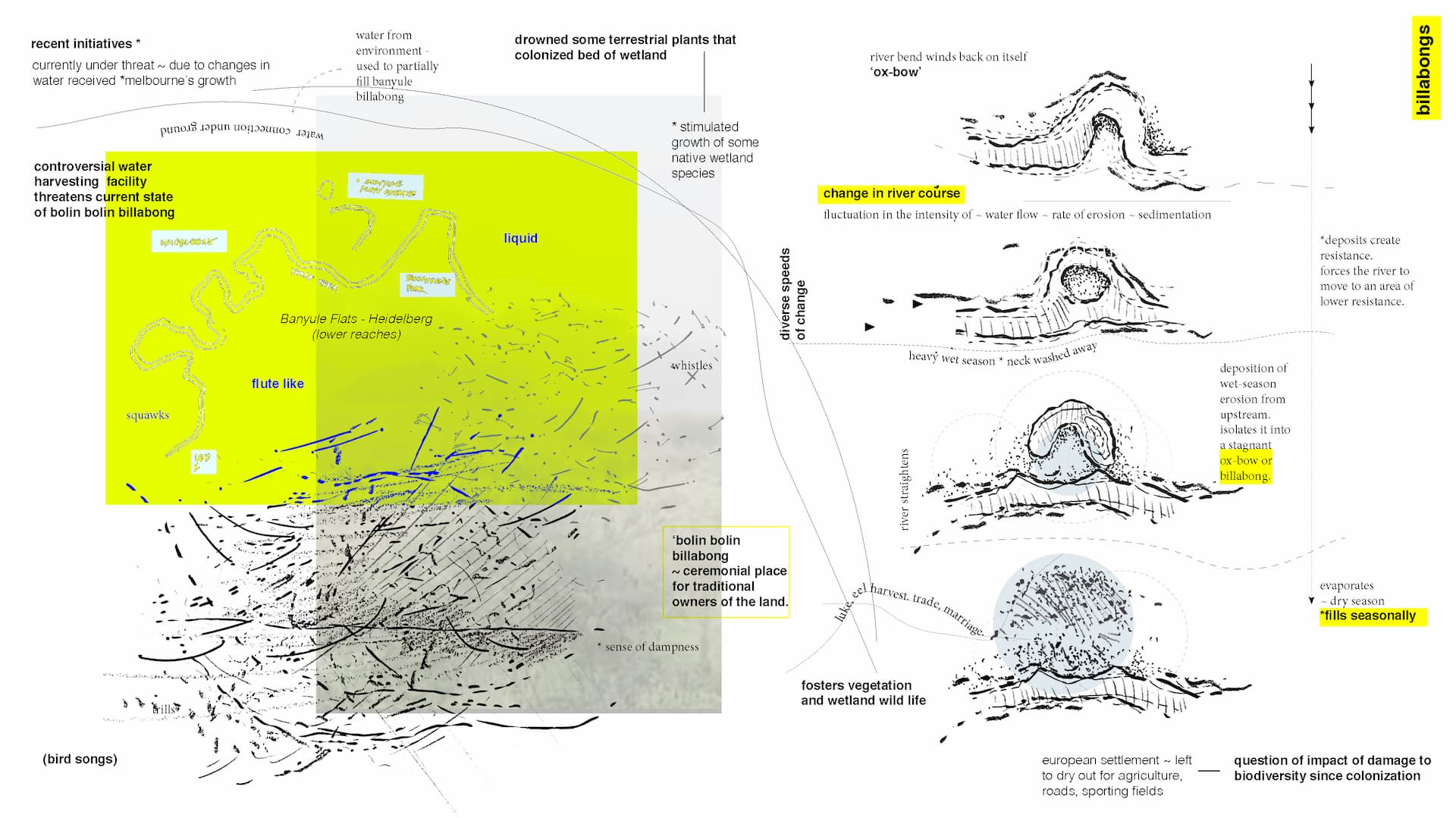 Drawing of connections to social, environment and economic systems.