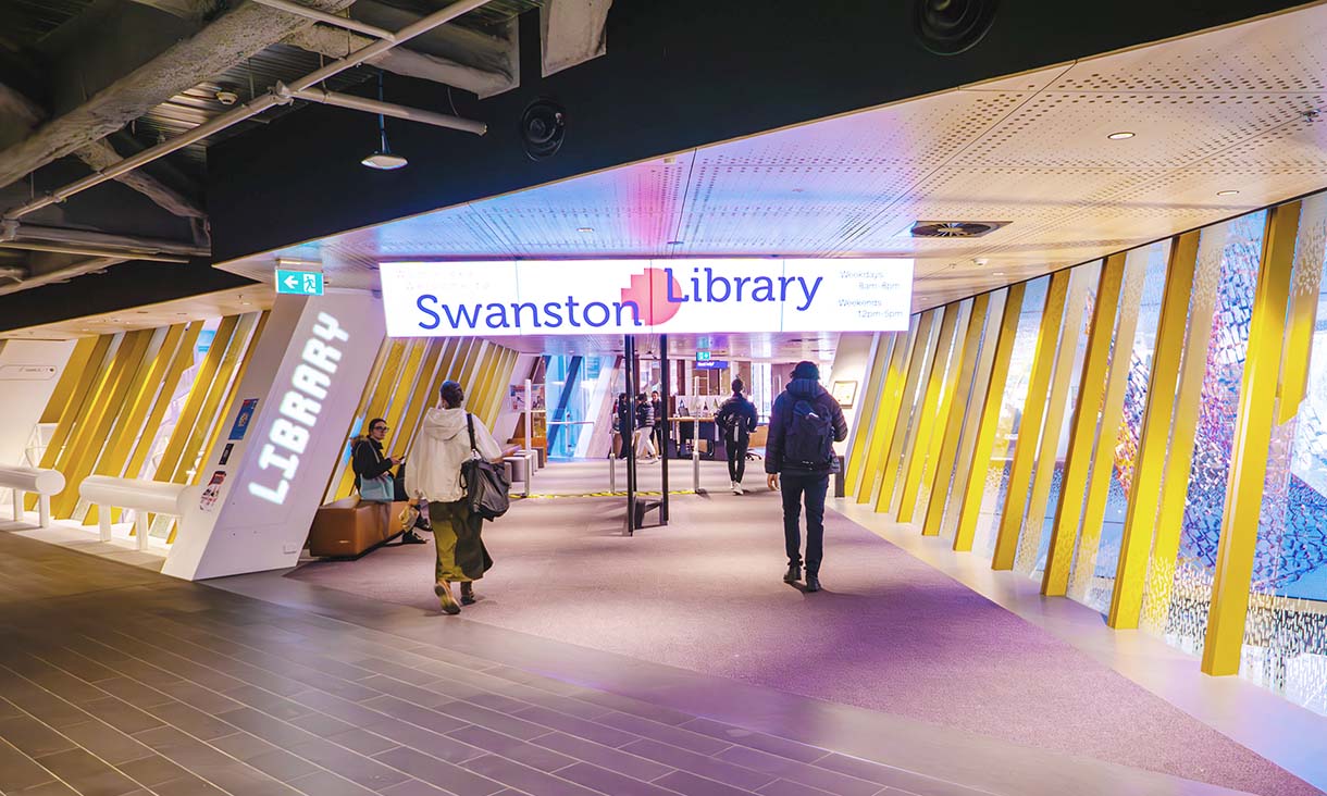 Swanston Library entrance.