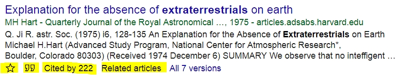 Illustrates the options available with Google Scholar search results