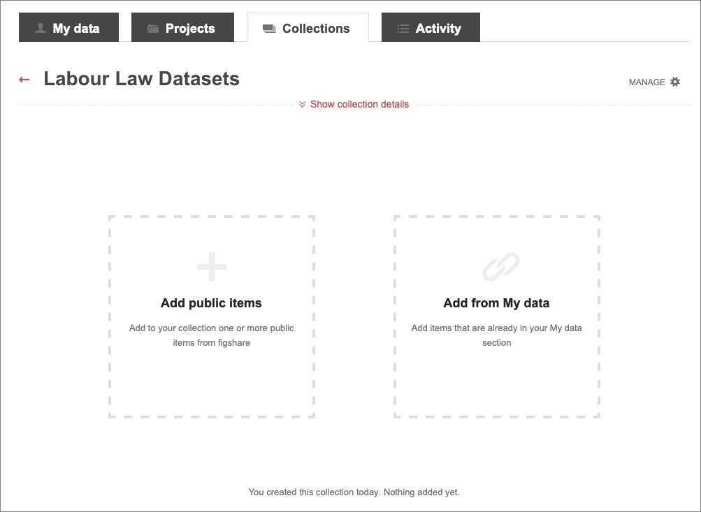 Screenshot showing the two options for adding items or data.