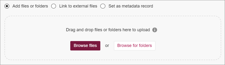 Screenshot showing the 'Browse files' and 'Browse for folders' options.