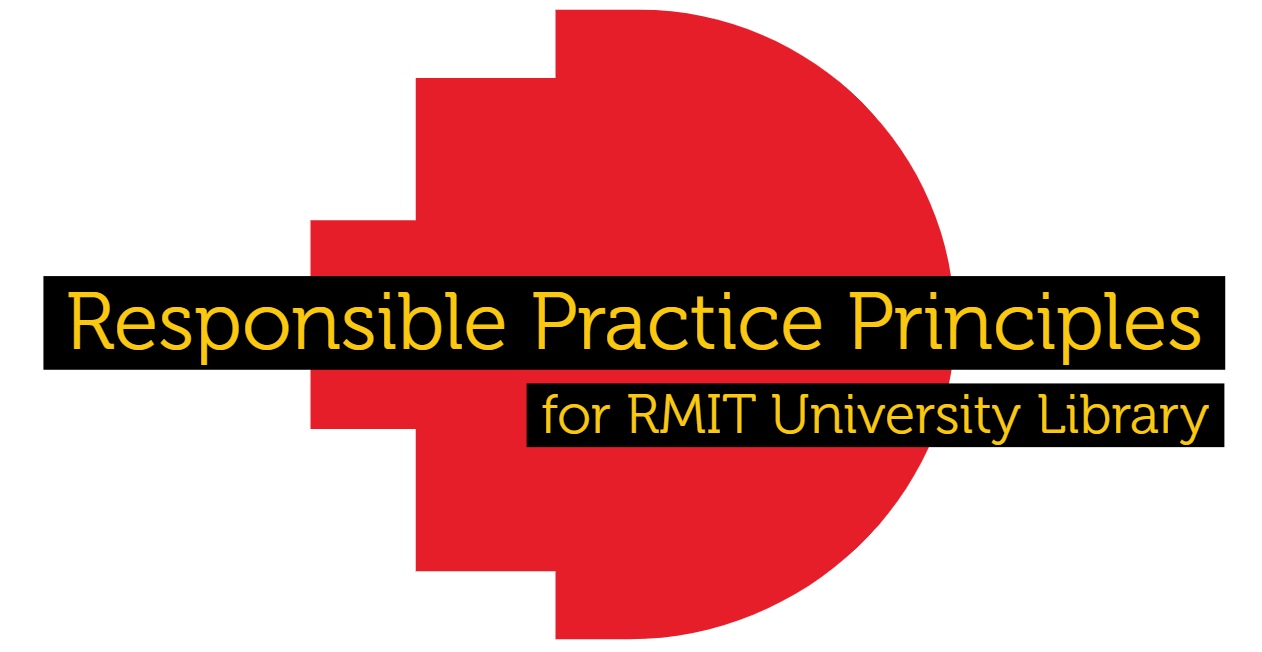 Responsible Practice Principles for RMIT University Library title page.